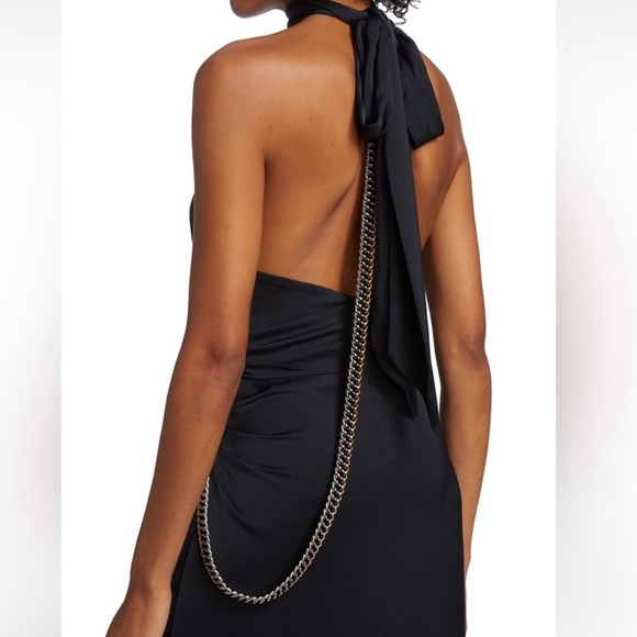 Ramy Brook Daphne Wrap Halter Cocktail Dress on Back Black Size 2 NWT - Picture 3 of 11